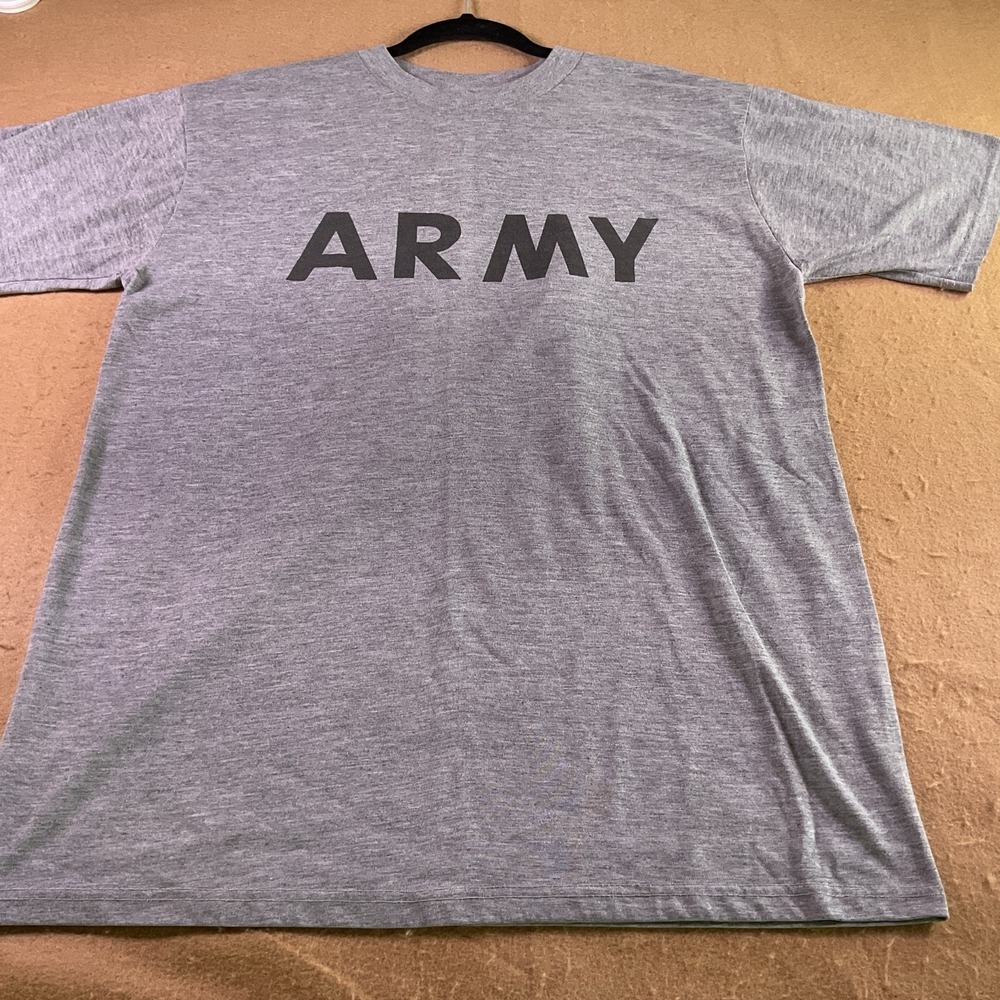 Vintage U.S. Army Grey Short Sleeve PT Shirt Size Large Good Used Condition